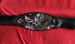 Black Beaded Bracelet with Pink and Brown Accents